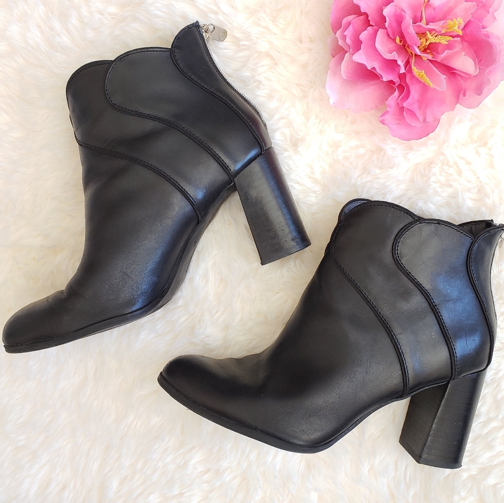 Black Leather Ankle Booties